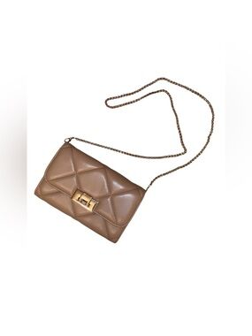 URBAN EXPRESSIONS “Stephanie” Quilted Crossbody Purse Vegan Leather in Camel